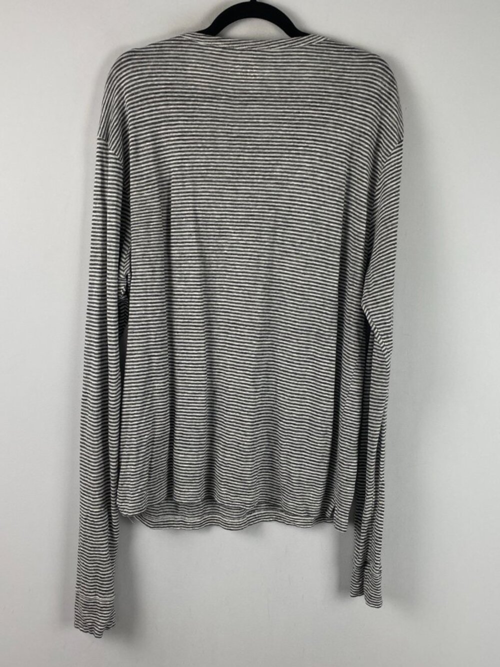 Alex Crane Linen Long Sleeve T Shirt Mens Large Gray White Stripe - Picture 6 of 10